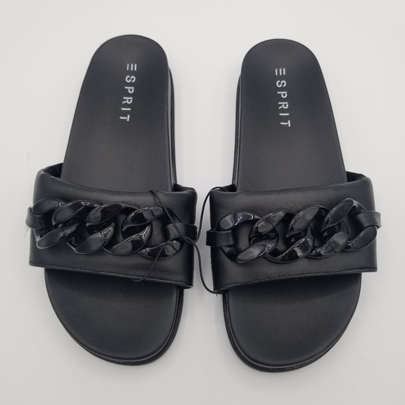 Esprit Della Black Slides Sandals NWOT size 6.5 - Picture 2 of 10